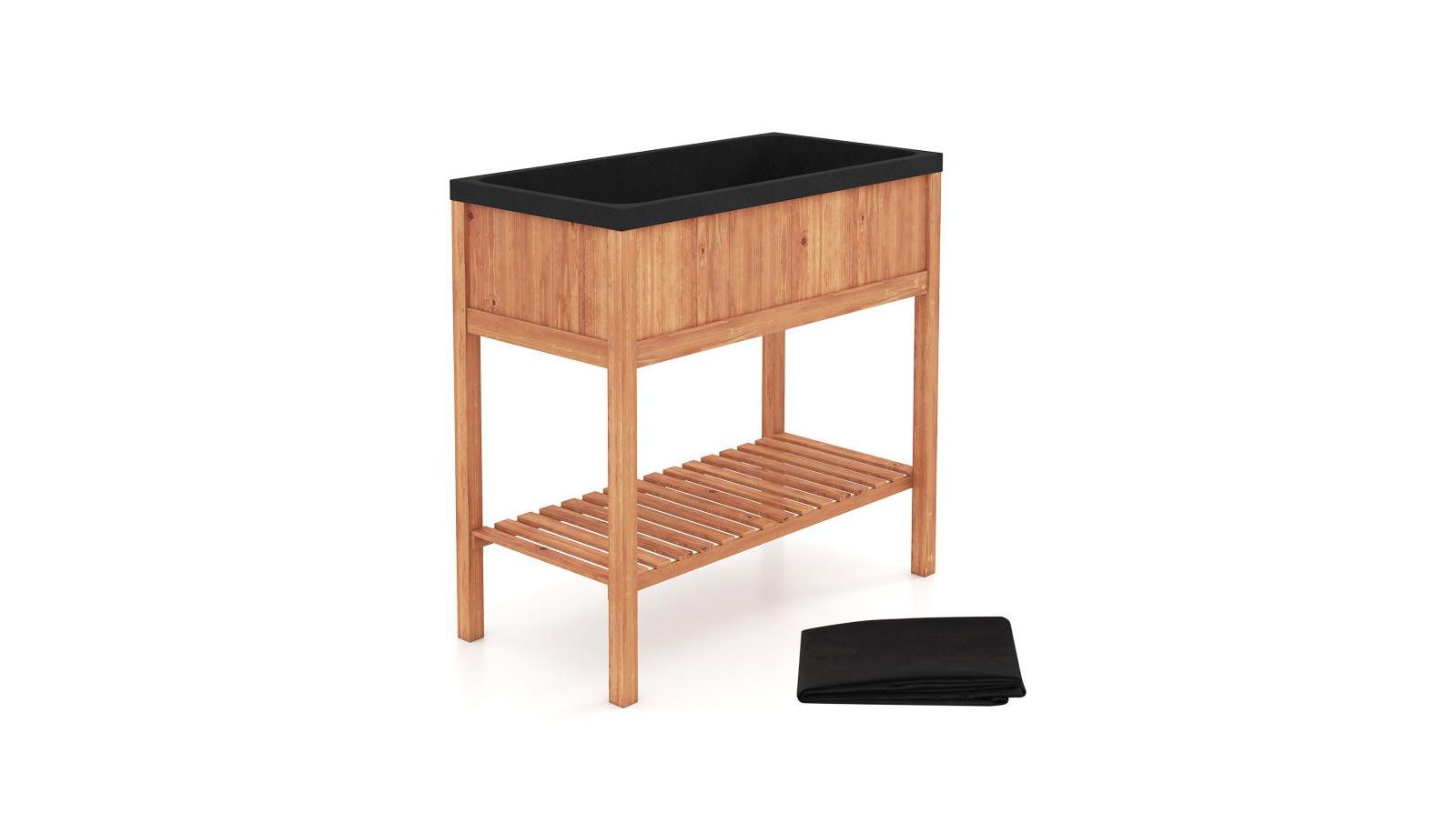 Slickblue Raised Wooden Garden Bed with Storage & 220 lb Capacity