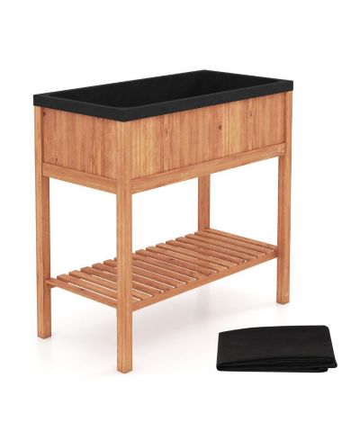 Slickblue Raised Wooden Garden Bed with Storage & 220 lb Capacity