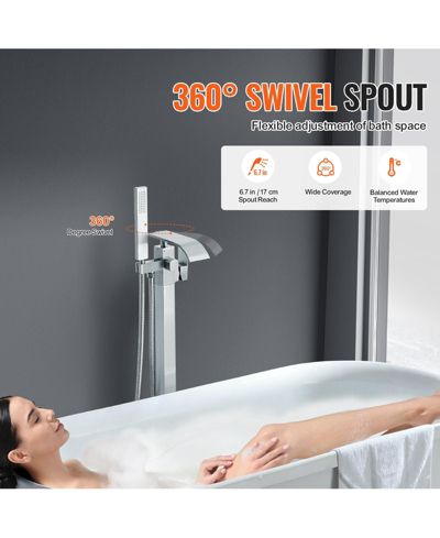 BUSDAYS Floor Mount Freestanding Bathtub Faucet - 2 Modes 360degree(s) Swivel Spout