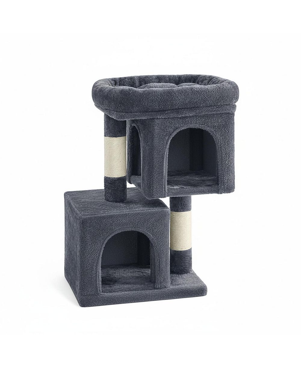 ARONKL Cat Tree Tower with Large Perch 2 Caves Scratching Posts Sturdy Stable