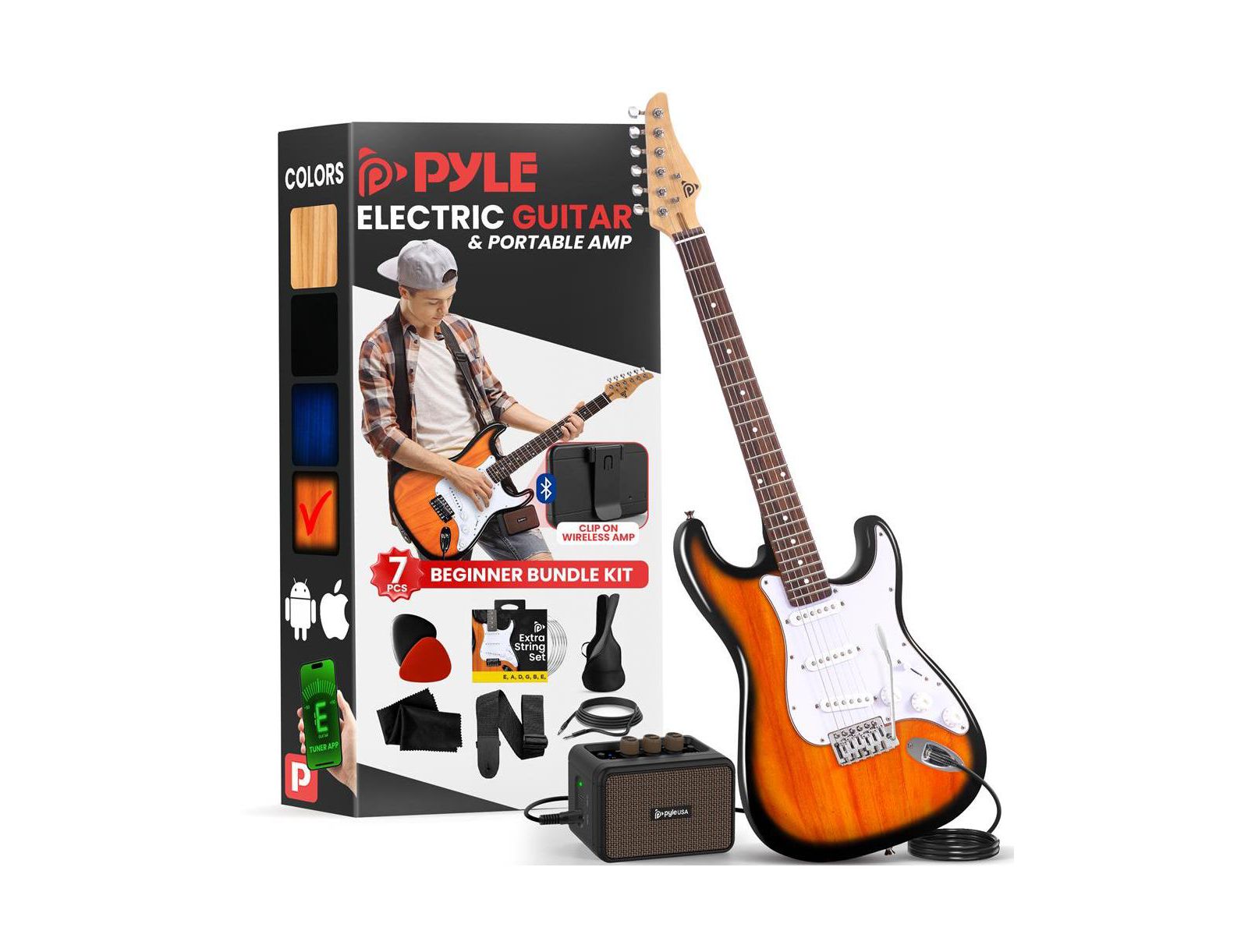 Электрогитара Pyle 6-String Electric Guitar Kit с усилителем 5W и аксессуарами