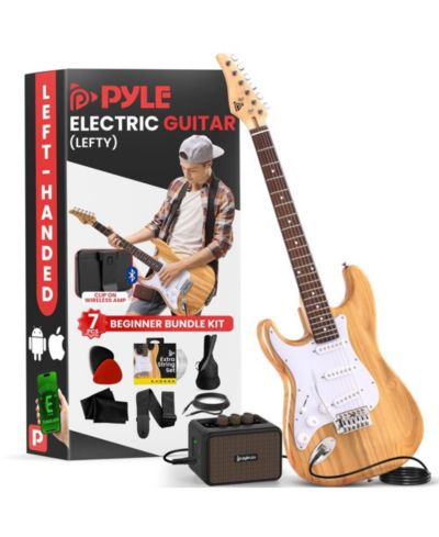 Pyle 39.2" St Style Left-Handed 6-String Electric Guitar Kit with 5W Amplifier
