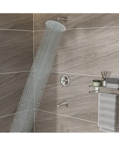 Система душевой BUSDAYS Round Rain Shower Head с водопадом и изливом, Brushed Nickel, настенная
