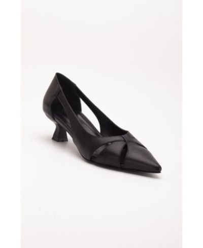Forever and Always Shoes Women's Sidal Kitten Heel Leather Pumps