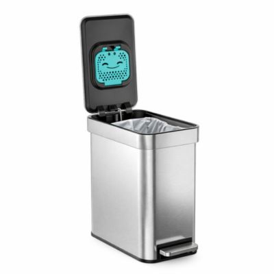 Home Zone Living Узкая му심ная корзина из нержавеющей стали на 3 Gallon с системой CleanAura и мягкой крышкой, серебристая