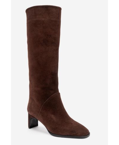 Forever & Always Shoes Women's Taly Leather Block Heel Knee High Boot
