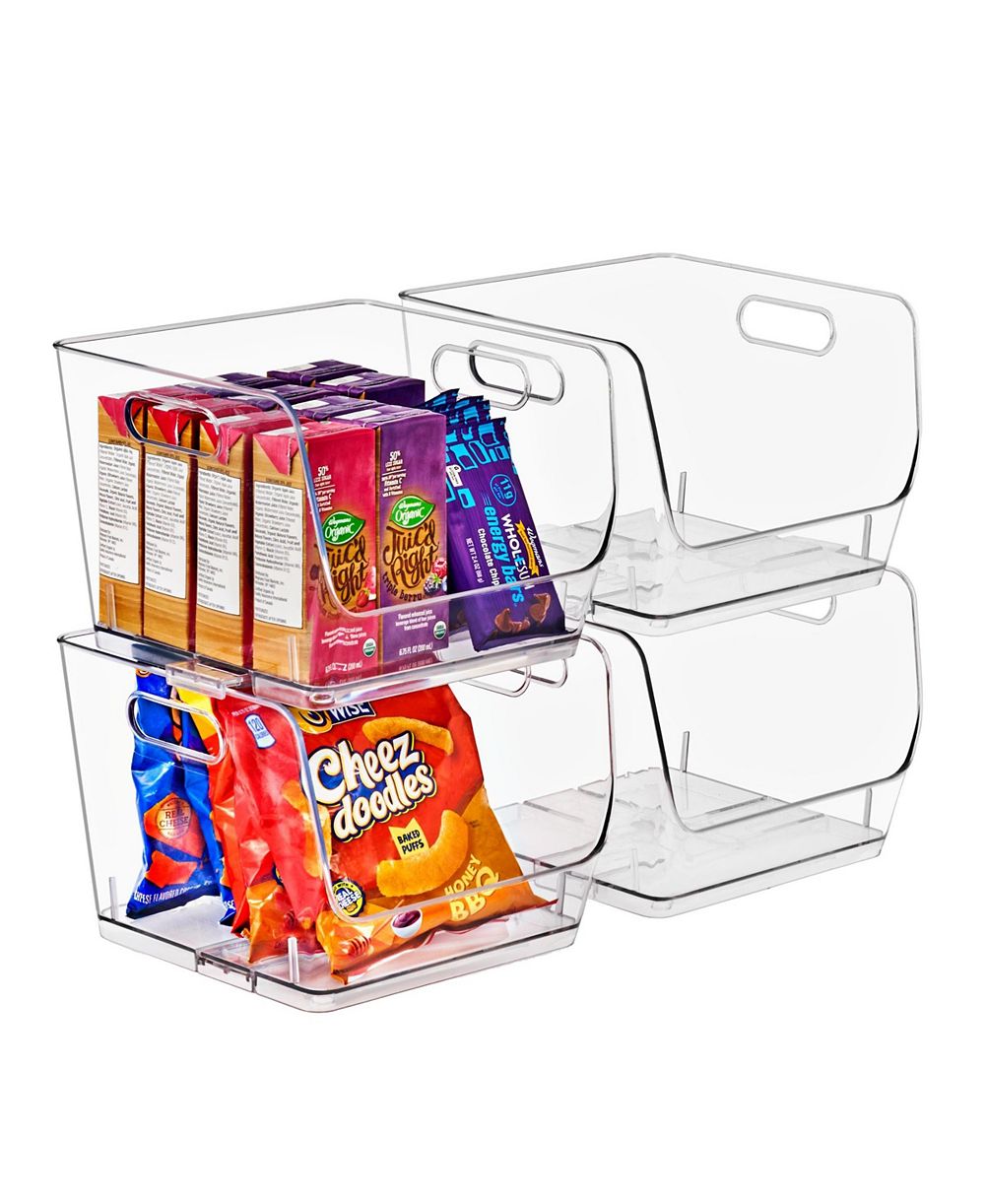 Sorbus Medium Square Stackable Open Front Storage Bins - For Pantry, Kitchen and Home Organization