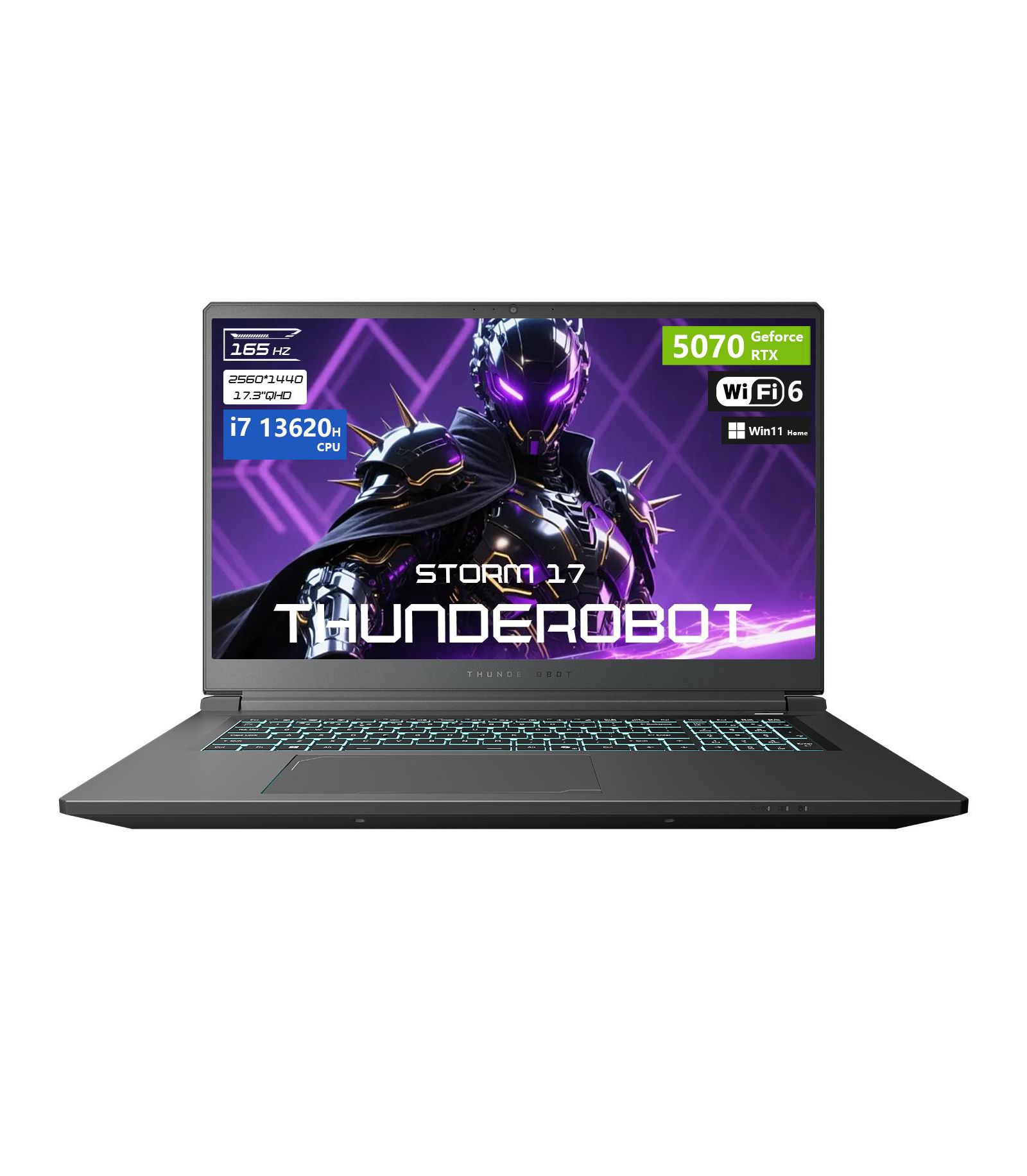THUNDEROBOT Storm 17.3" Traditional Laptop Intel Core i7 32GB RAM NVIDIA GeForce RTX 5070 2TB SSD Storage Windows 11 Home 165Hz - Black