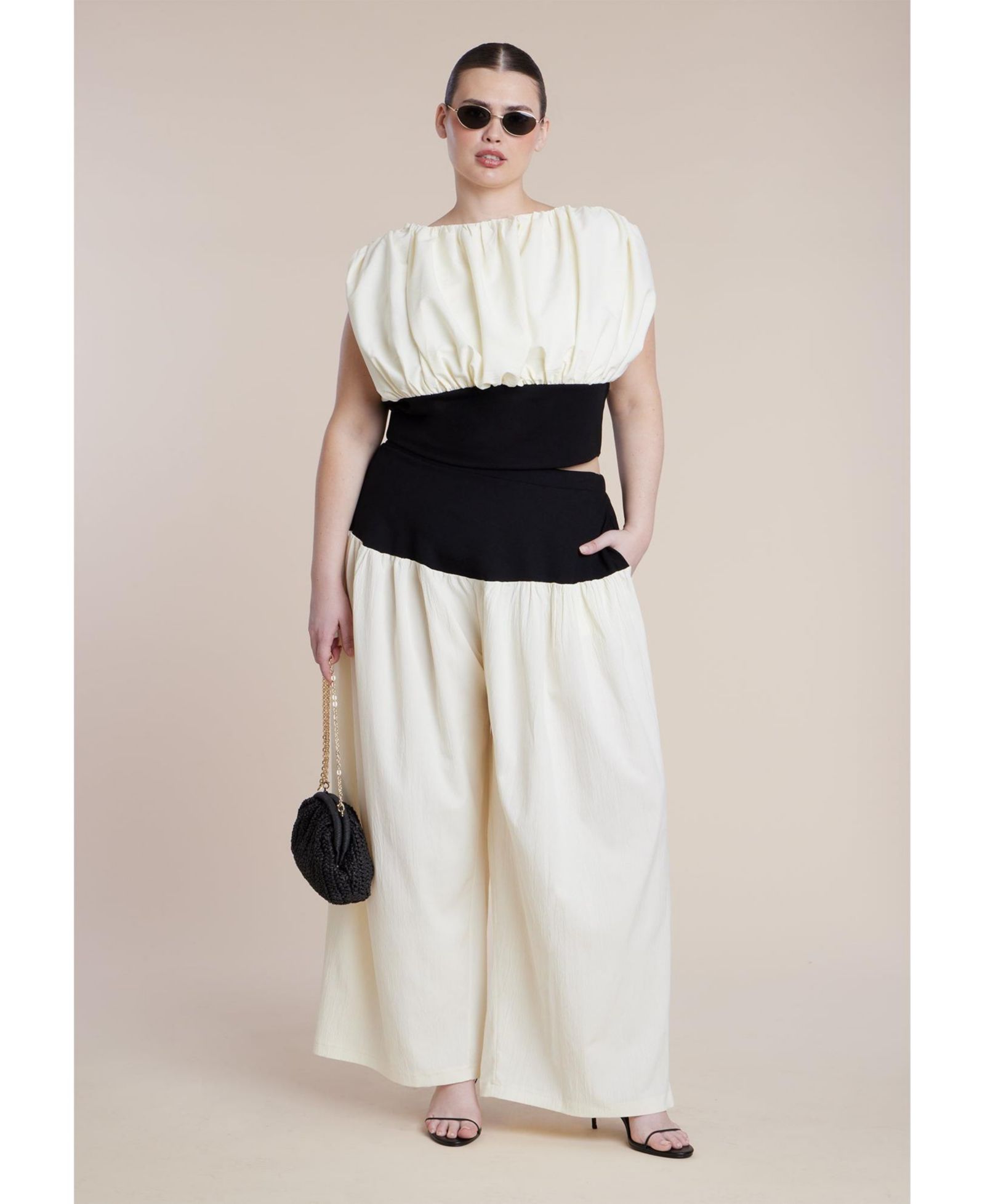 Женские брюки Plus Size ELOQUII Colorblocked Wide Leg