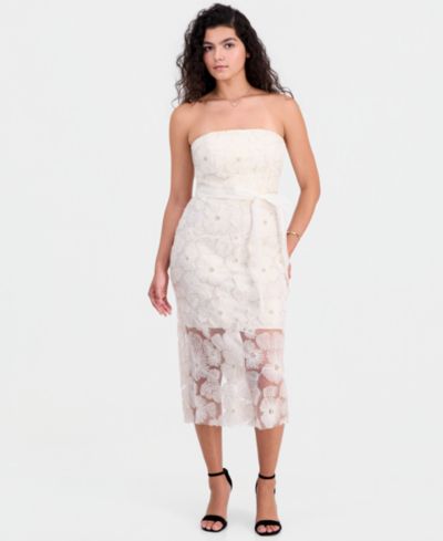 Sam Edelman Women's Beaded Floral Strapless Midi Dress