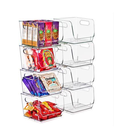 Sorbus Small Square Stackable Open Front Storage Bins - For Pantry, Kitchen and Home Organization