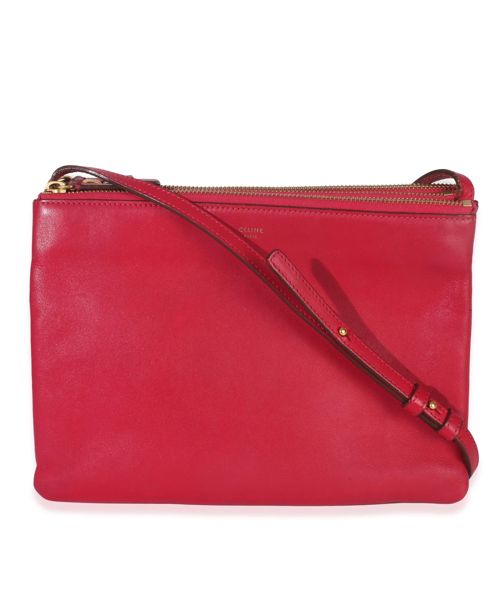 Б/у сумка через плечо Celine Fuschia Lambskin Large Trio