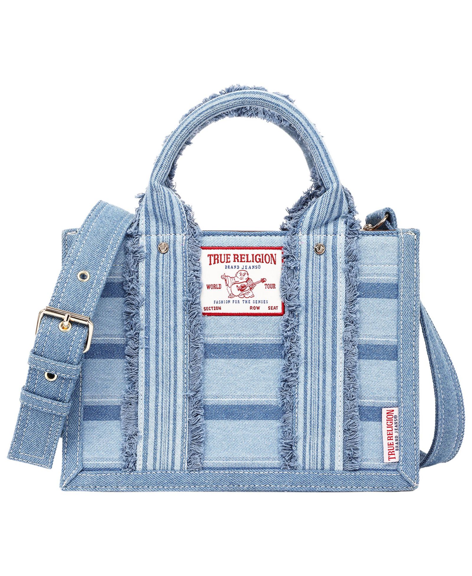 True Religion Multi-Stripe Modern Tote with Removable Crossbody Strap