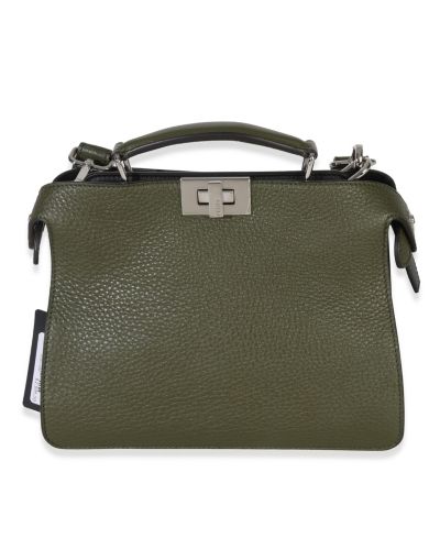 Мини сумка Peekaboo ISeeU из оливковой телячьей кожи Fendi