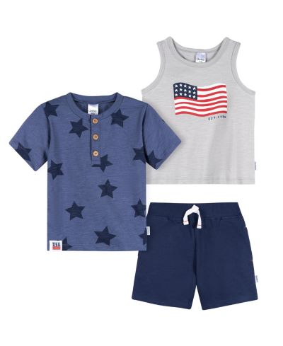 Gerber Детский комплект из футболок и шорт Stars and Stripes, 18 месяцев