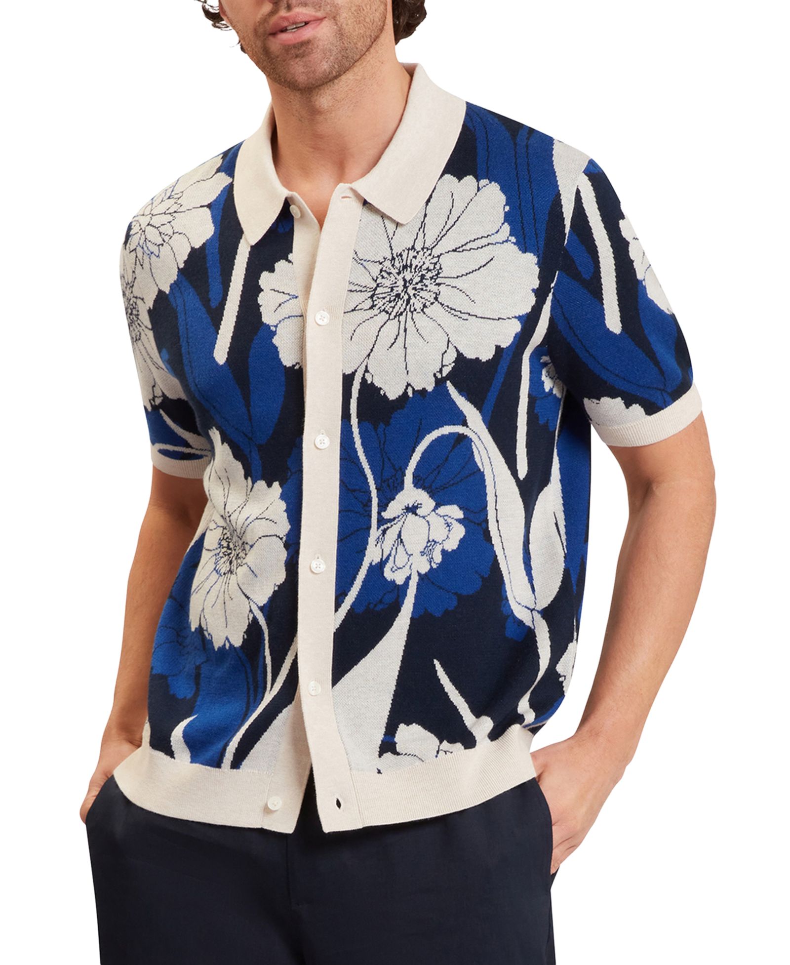 Ted Baker Men's Floral Jacquard Short-Sleeve Shirt