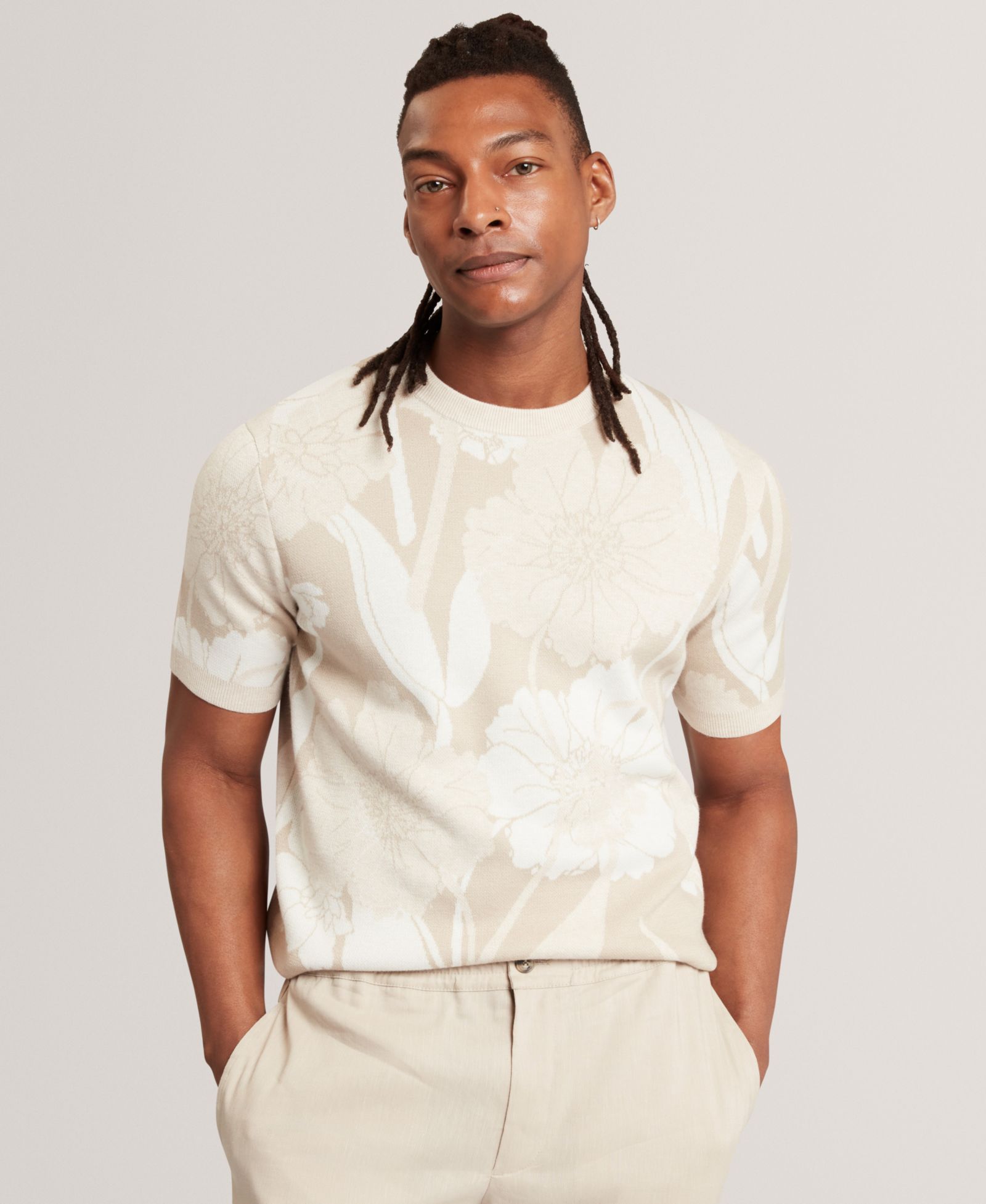 Ted Baker Men's Jacquard Floral Print Short-Sleeve T-Shirt