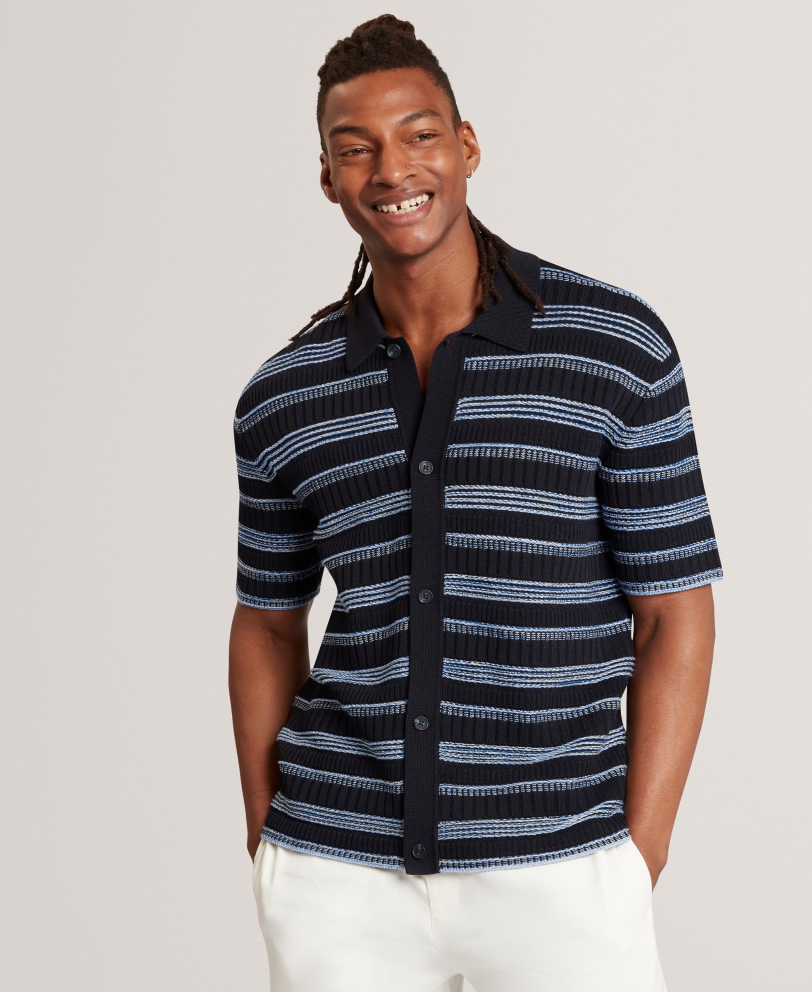 Ted Baker Men's Textured Pattern Short-Sleeve Shirt