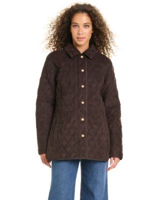 Женское стеганое пальто Jones New York Faux Suede Quilted Coat