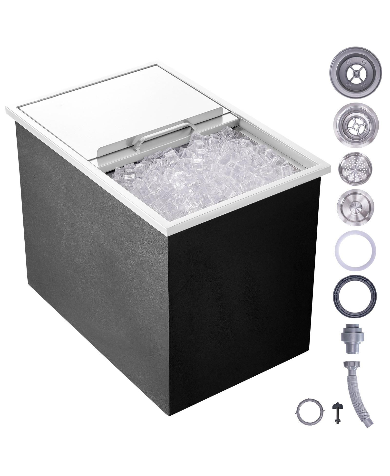 Mecale  Drop-In Stainless Steel Ice Chest, 40.9 Qt with Sliding Lid