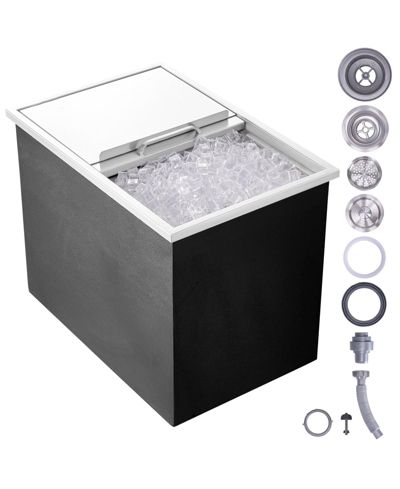 Mecale  Drop-In Stainless Steel Ice Chest, 40.9 Qt with Sliding Lid