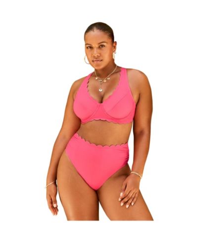 Женский верх бикини Swimsuits for All с косточками и отделкой Scallop