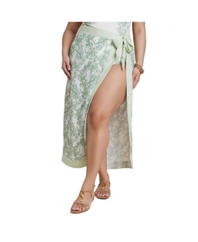 ELOQUII Women's Plus Size Midi Wrap Skirt