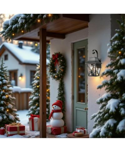 Flynama Outdoor Wall Lantern 2-Light, Large Outside Modern Wall Sconce Light Fixture, Industrial Porch Light Wall Mount with Glass