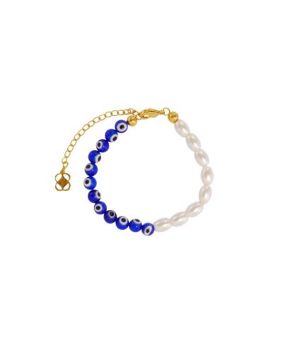 Ottoman Hands Mila Evil Eye And Pearl Beaded Bracelet