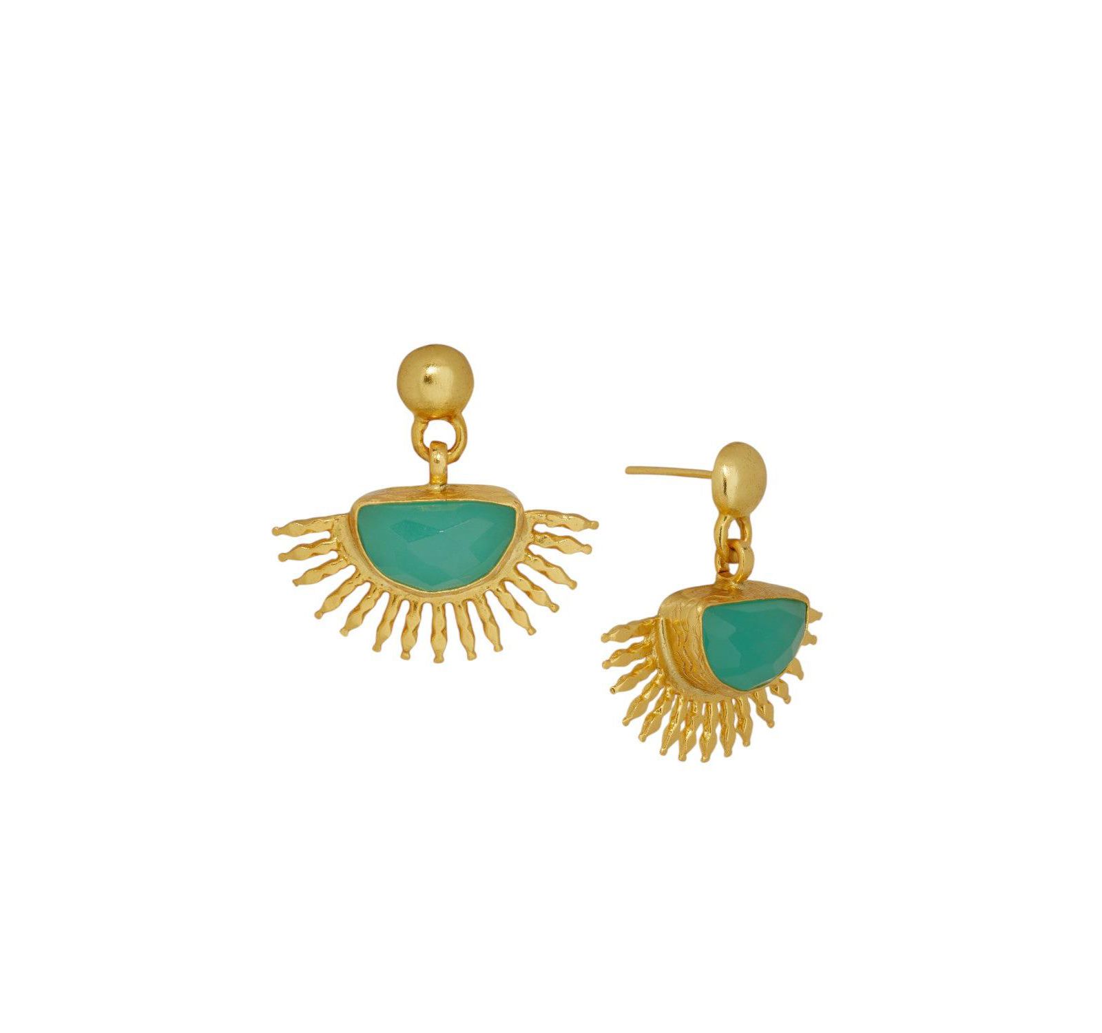 Серьги-гвоздики Ottoman Hands Sunrise Aqua Chalcedony Drop Stud