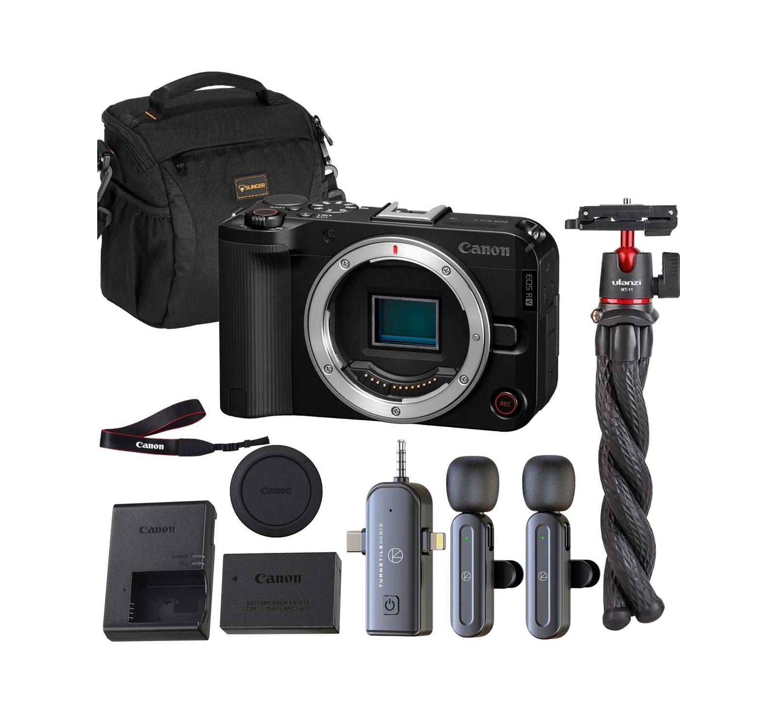 Зеркальная беззеркальная камера Canon EOS R50 V | 4K Video, Dual Pixel AF, Flip Screen | Vlogging Kit w/ Wireless Lavalier Microphone Set, Octopus Flexible