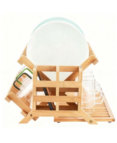 Полка для сушки посуды YIGII Bamboo Collapsible Utensil Holder Kitchen Counter