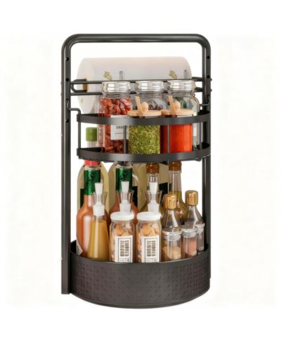 YIGII Rotating Spice shelf Paper Towel Holder 2 Tier Lazy Susan Kitchen Countertop
