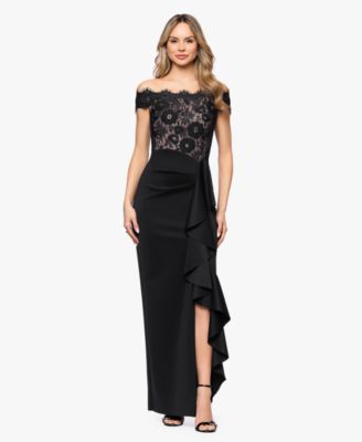 Женское вечернее платье Betsy & Adam Women's Off-The-Shoulder Maxi Gown