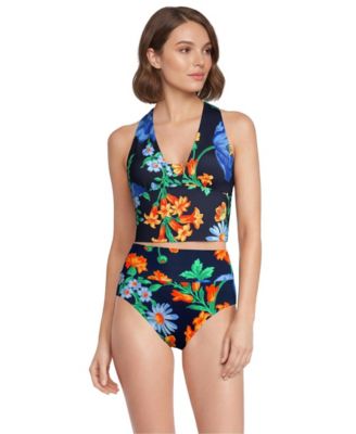 Navy/exploded poppy floral