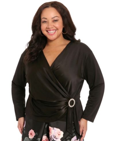 Muse Plus Size V-Neck Long-Sleeve Top