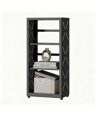YIGII Industrial Bookshelf Metal Bookcase Adjustable Shelves Storage Organizer