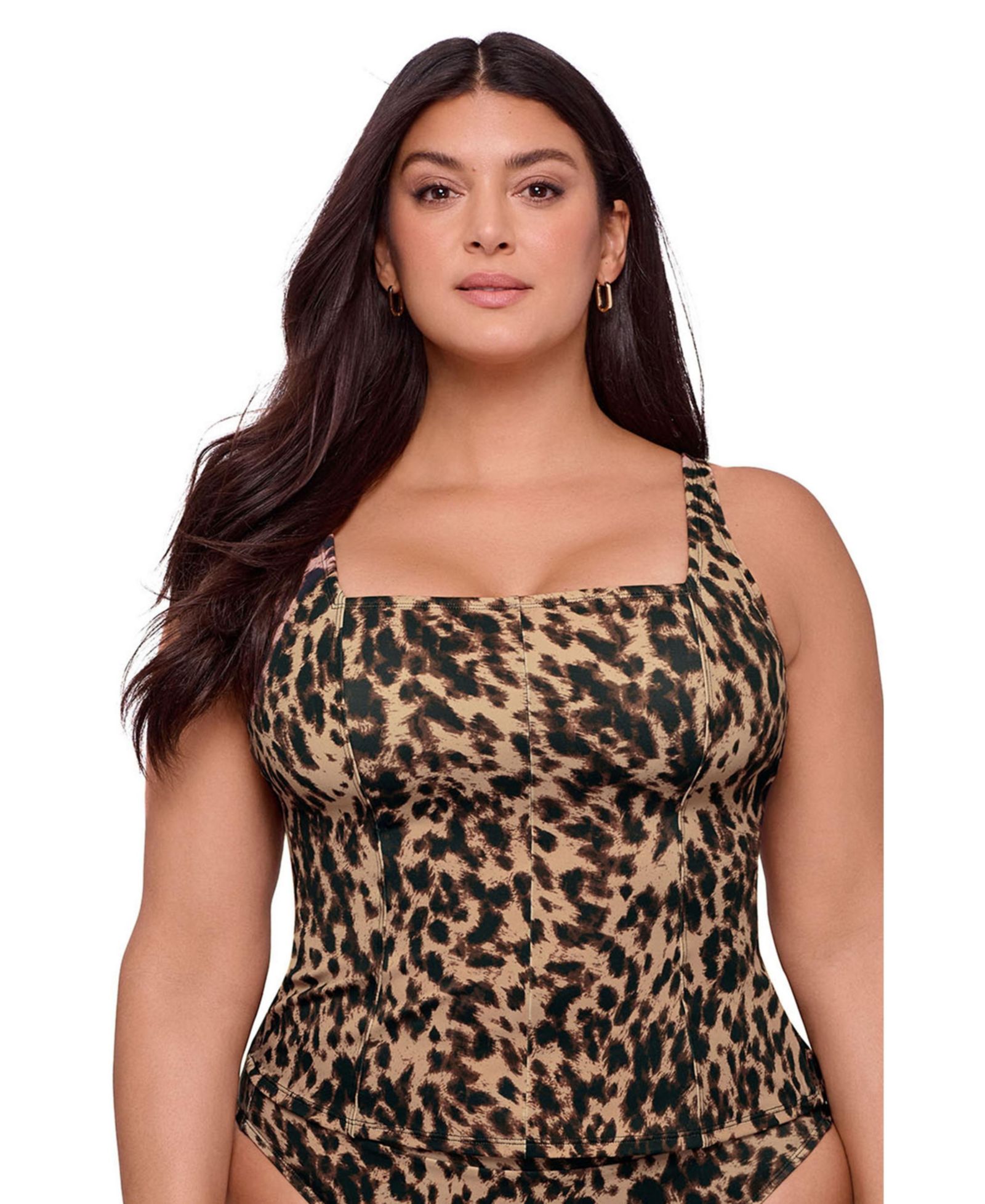 S3 Apparel Women's Supportive and Sculpting Square Neck Lace Back Tankini Swimsuit Top