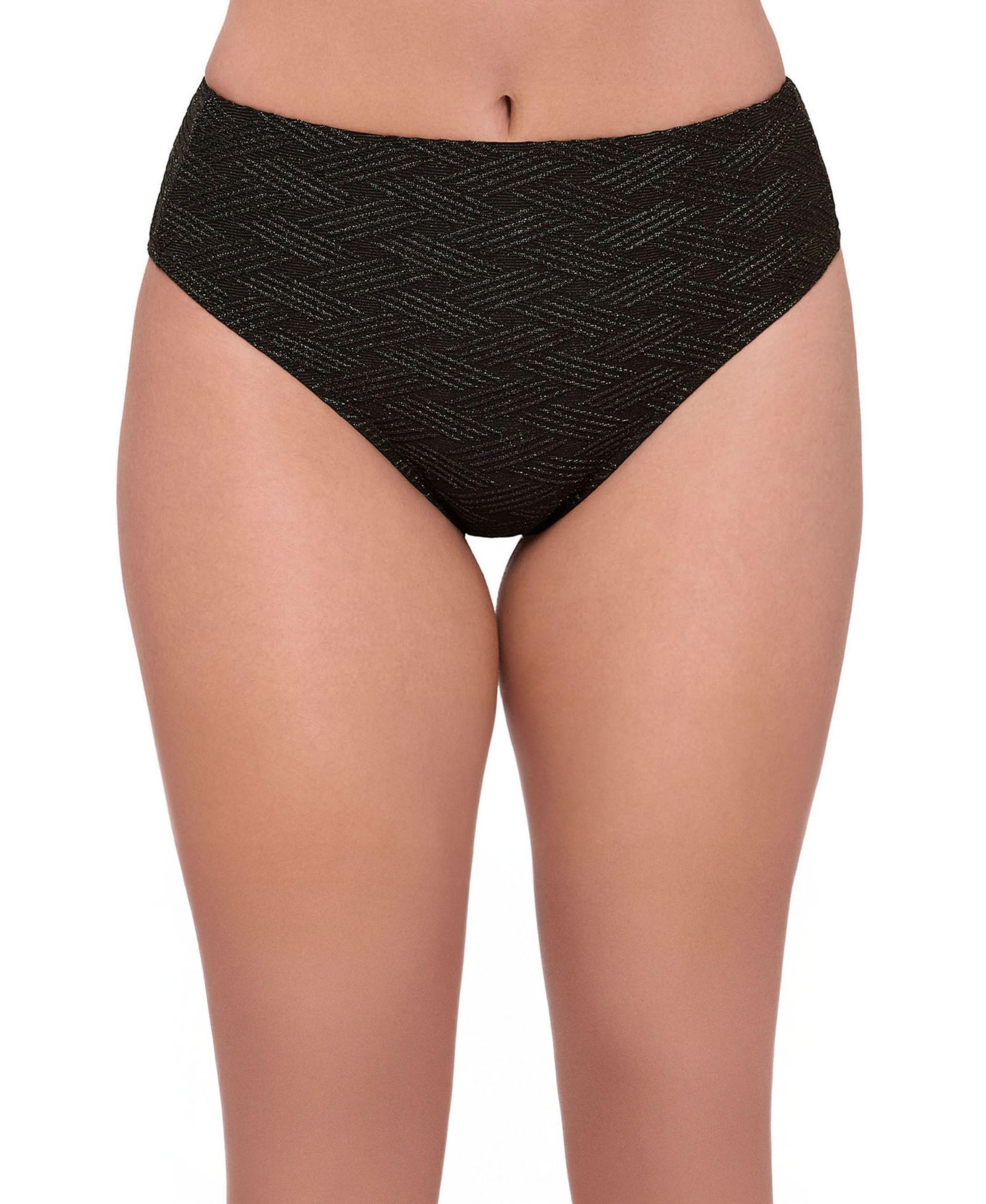 S3 Apparel Women's Smoothing and Sculpting Basket Weave High Leg High Rise Bikini Swimsuit Bottoms