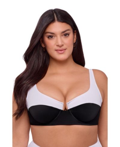 S3 Apparel Women's Supportive Tall Underwire Colorblock Bikini Swimsuit Top