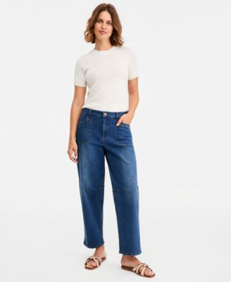 Jones New York Женские джинсы с высокой посадкой Barrel-Leg