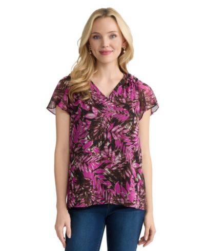 Женский топ Jones New York Printed V-Neck