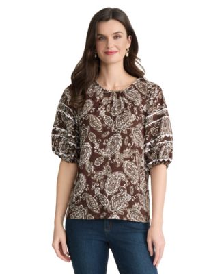 Jones New York Women's Printed Crewneck Top