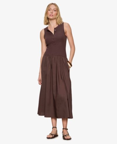 Sanctuary Women's Breakaway Mix Media V-Neck Midi Dress