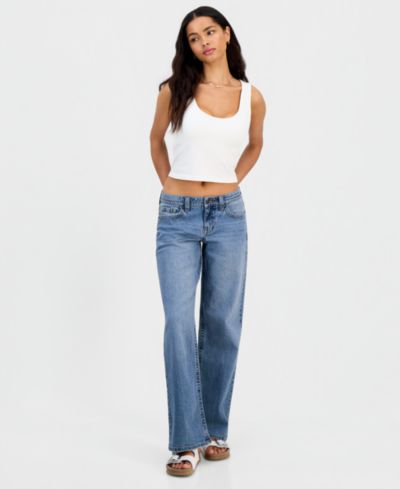 Celebrity Pink Juniors' Low-Rise V-Waist Inner Beauty Baggy Straight Jeans