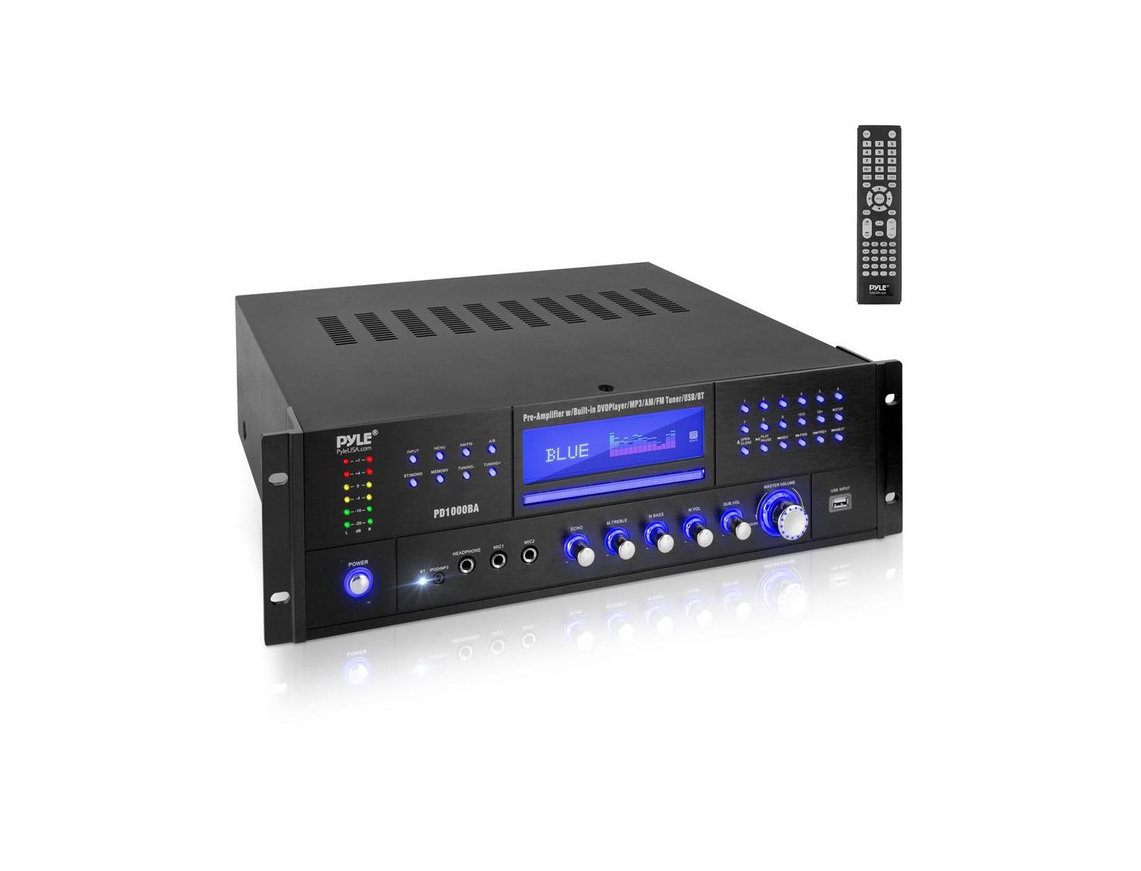 Pyle PD1000BA 4-Channel 1000W Bluetooth Home Theater Amplifier Receiver