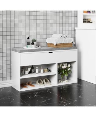 gaomon Shoe Bench with Cushion,Adjustable Shelf Entryway Bench,Hidden Storage Shoe Bench