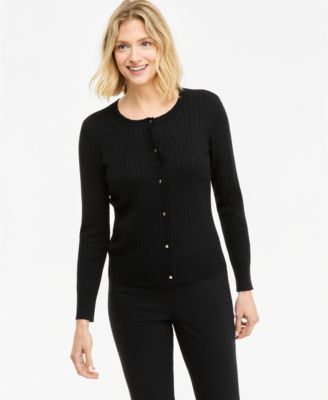 JM Collection Petite Ribbed Button-Down Cardigan Sweater, Macy's Exclusive