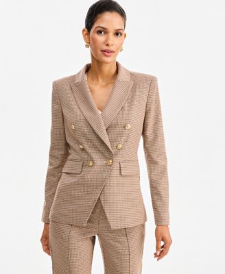 Женский двубортный пиджак I.N.C. International Concepts в клетку гусиная лапка, эксклюзив Macy's