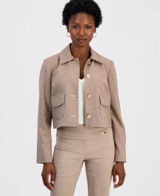 I.N.C. International Concepts Petite Plaid Cropped Jacket, Macy's Exclusive